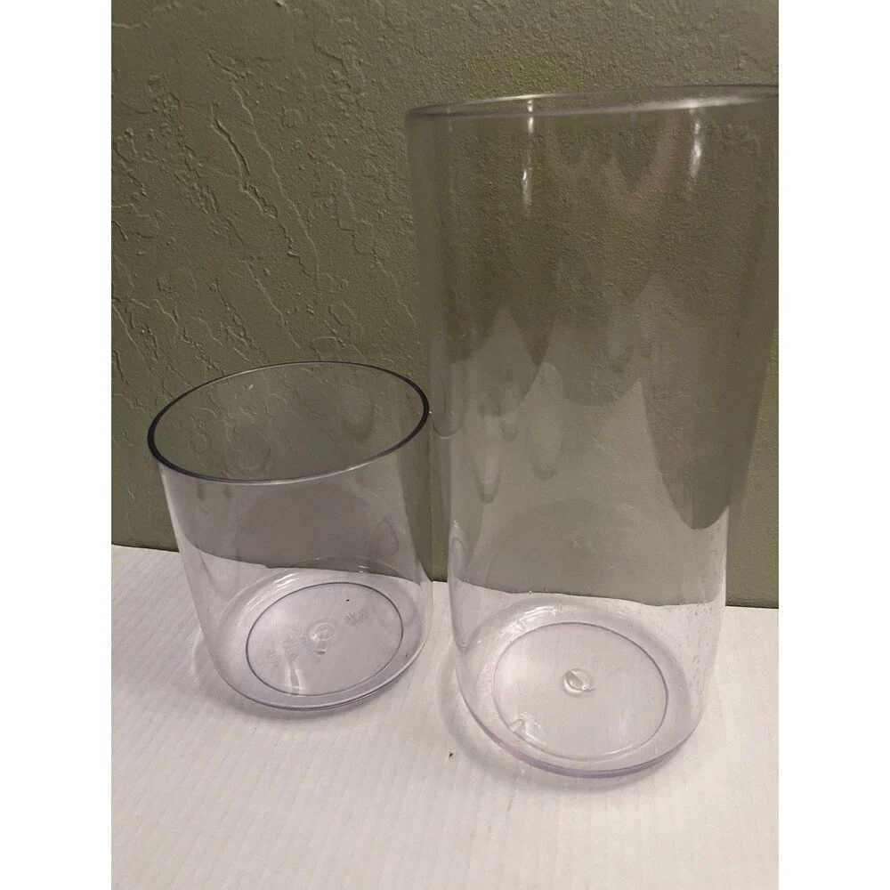 Two Clear FoodSaver Snail Vacuum Seal Canisters Containers Tall Short Extra Lid